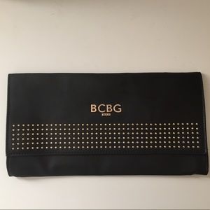 Bcbg black and gold large clutch